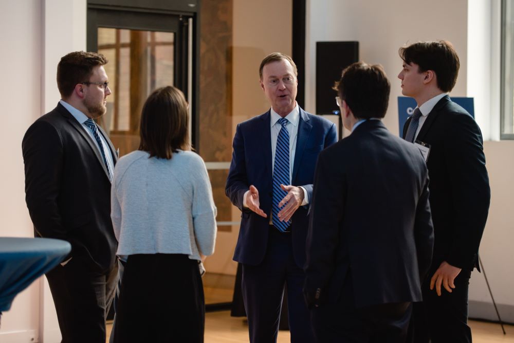 Former Teck President/CEO Don Lindsay with students of the Robert M. Buchan Department of Mining