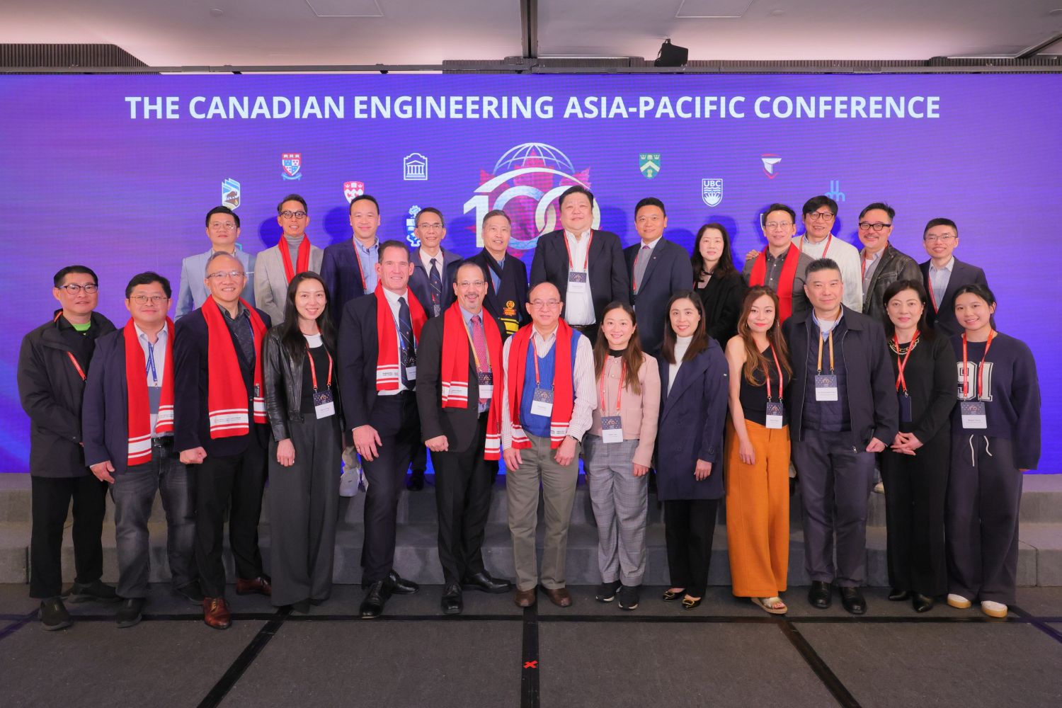 Large group photo of delegation in China