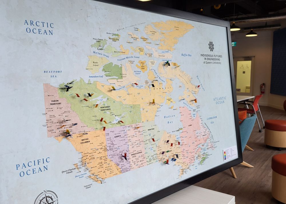 Map of Canada with pins