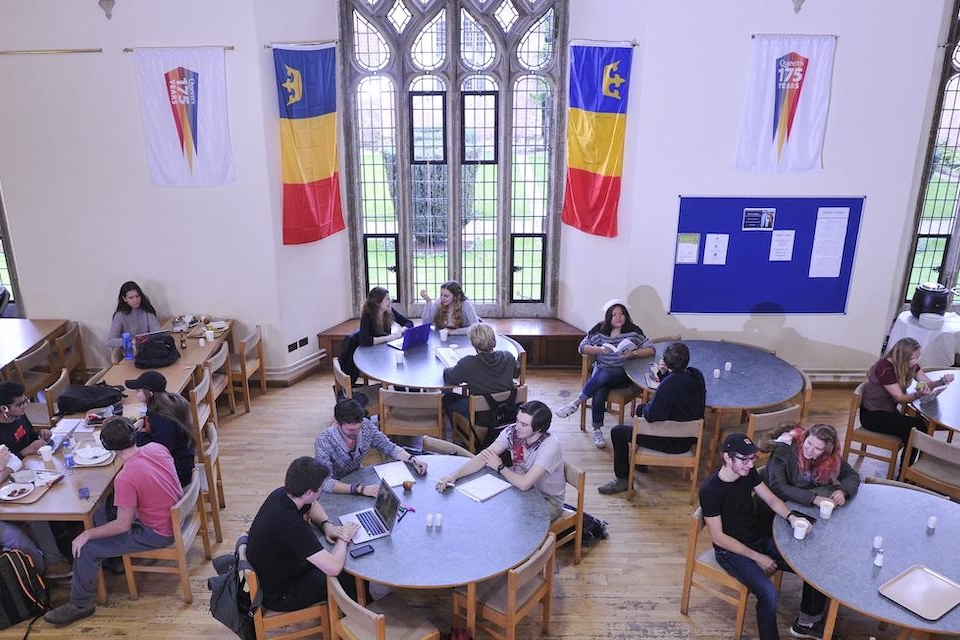 view from above at one of Queen's dining halls