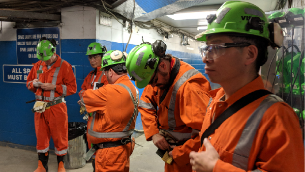 group of students in protective gear