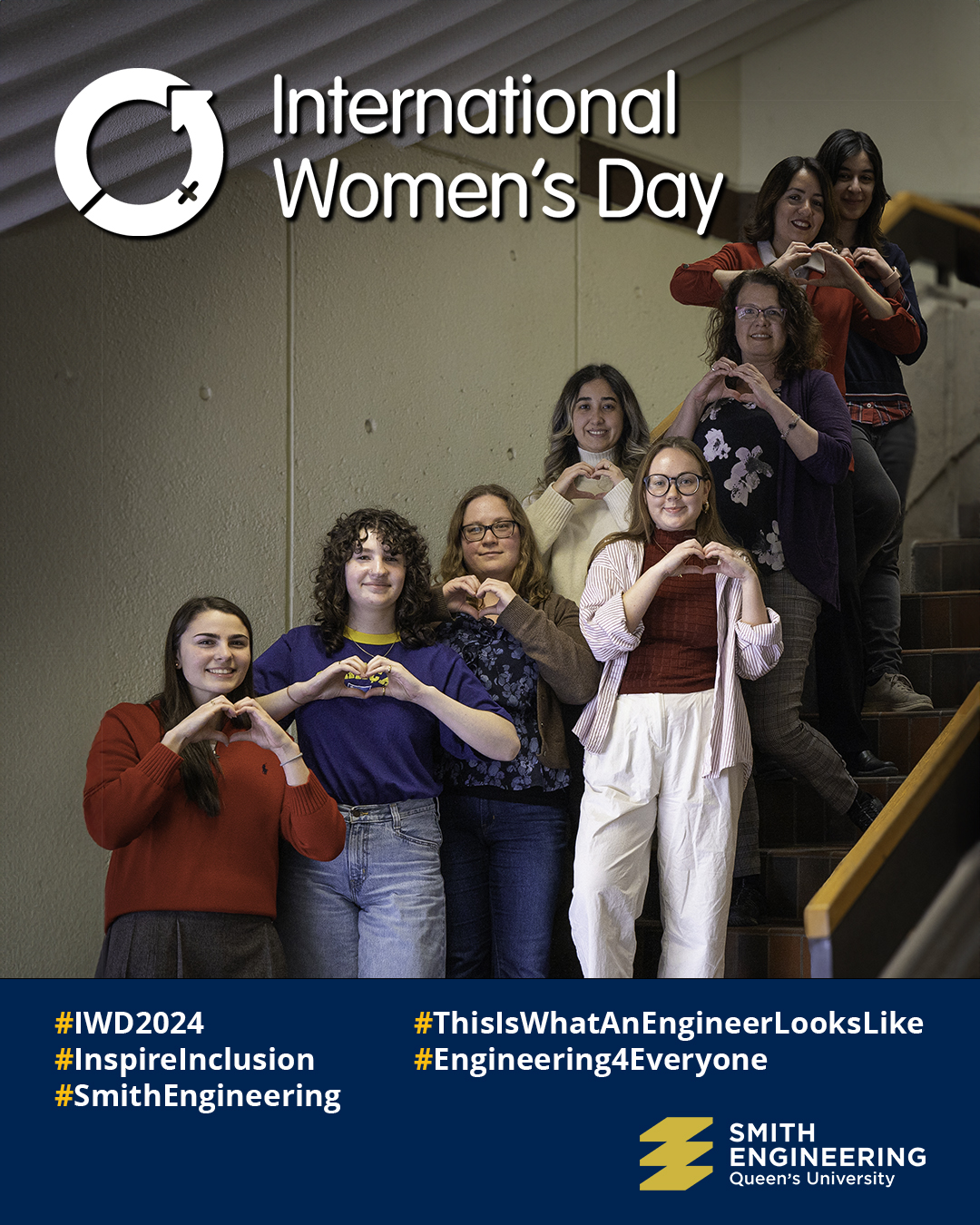 Image of women in Mining Engineering on a staircase