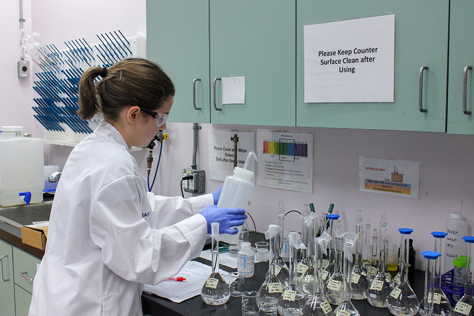 female student working in a lab