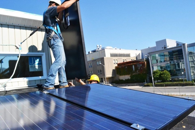 solar panel being installed